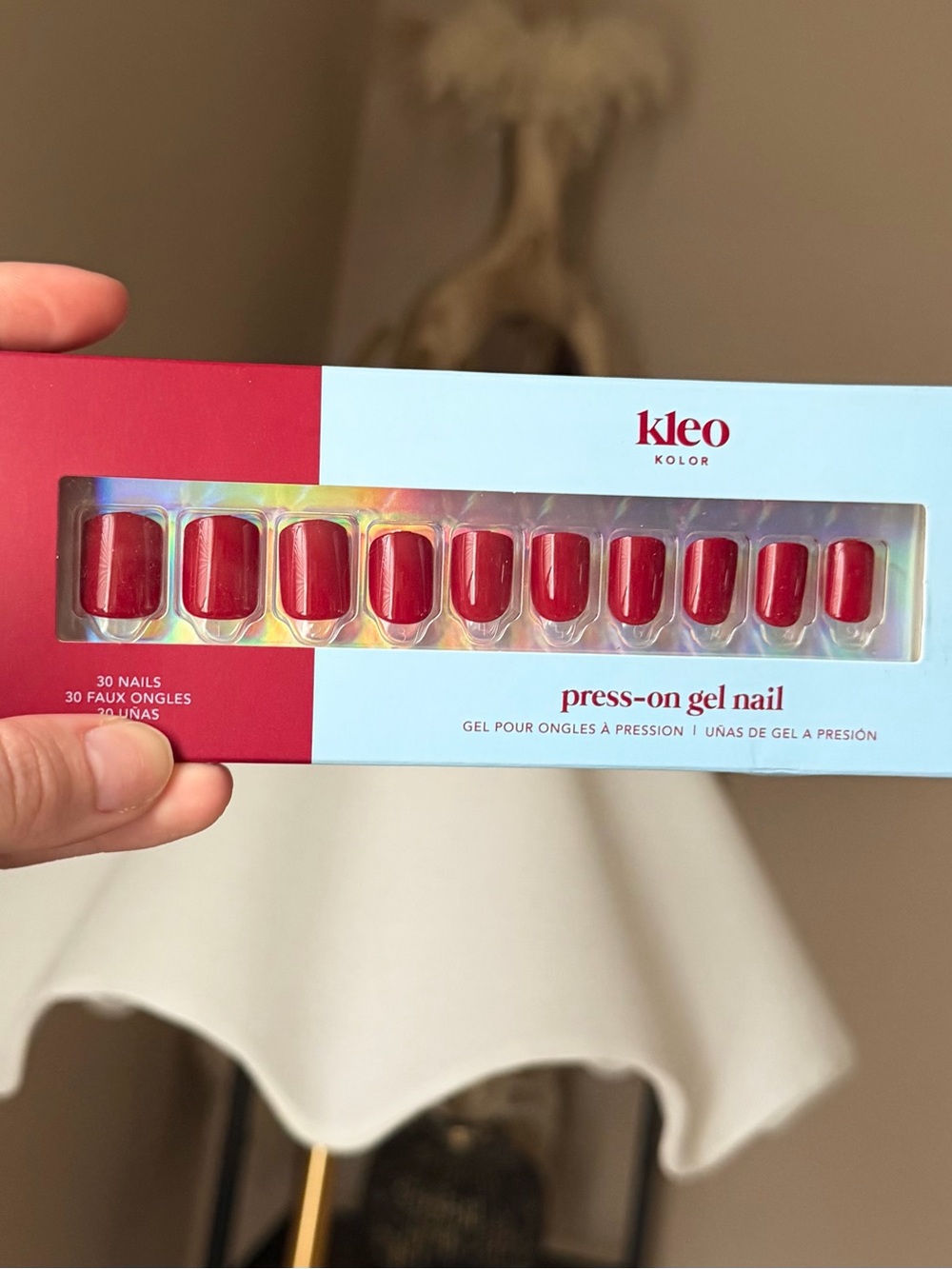 Kleo Kolor Red Press-On Gel Nails - 30 Pack